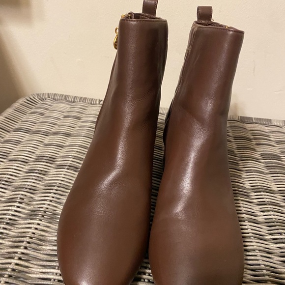 Womens Tory Burch chocolate brown leather booties - Picture 4 of 11